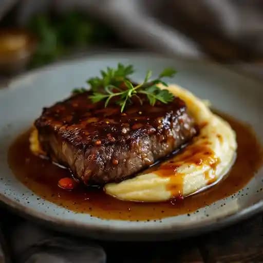 Slow Braised Honey Mustard Glazed Beef Short Rib