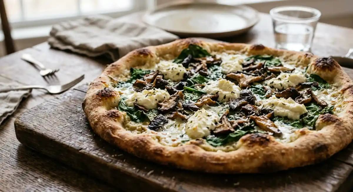 Spinach and Mushroom Pizza