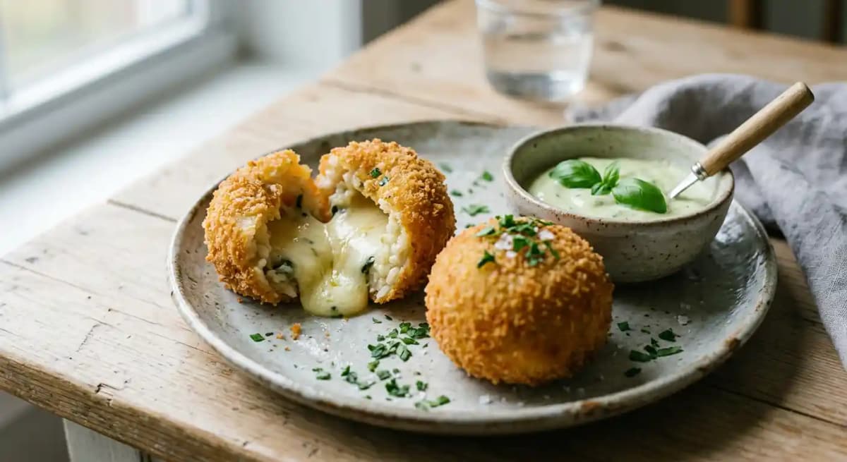 Bolas de Arroz Frito con Mozzarella