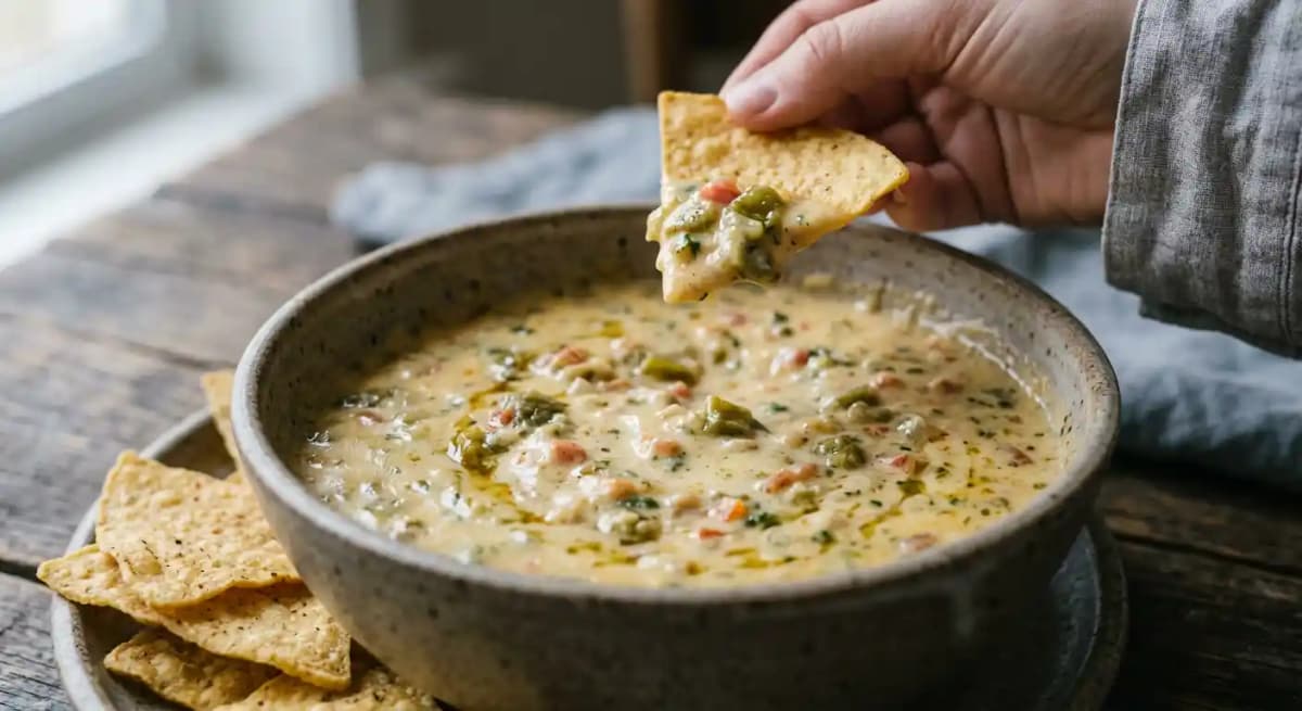Kinda Spicy Green Chili Queso