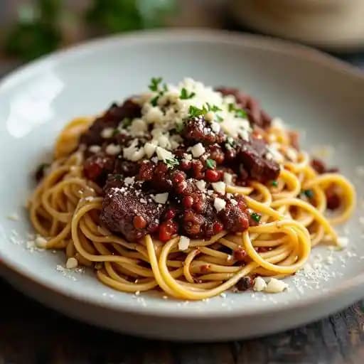 Pasta red wine braised Waygu short rib ragout