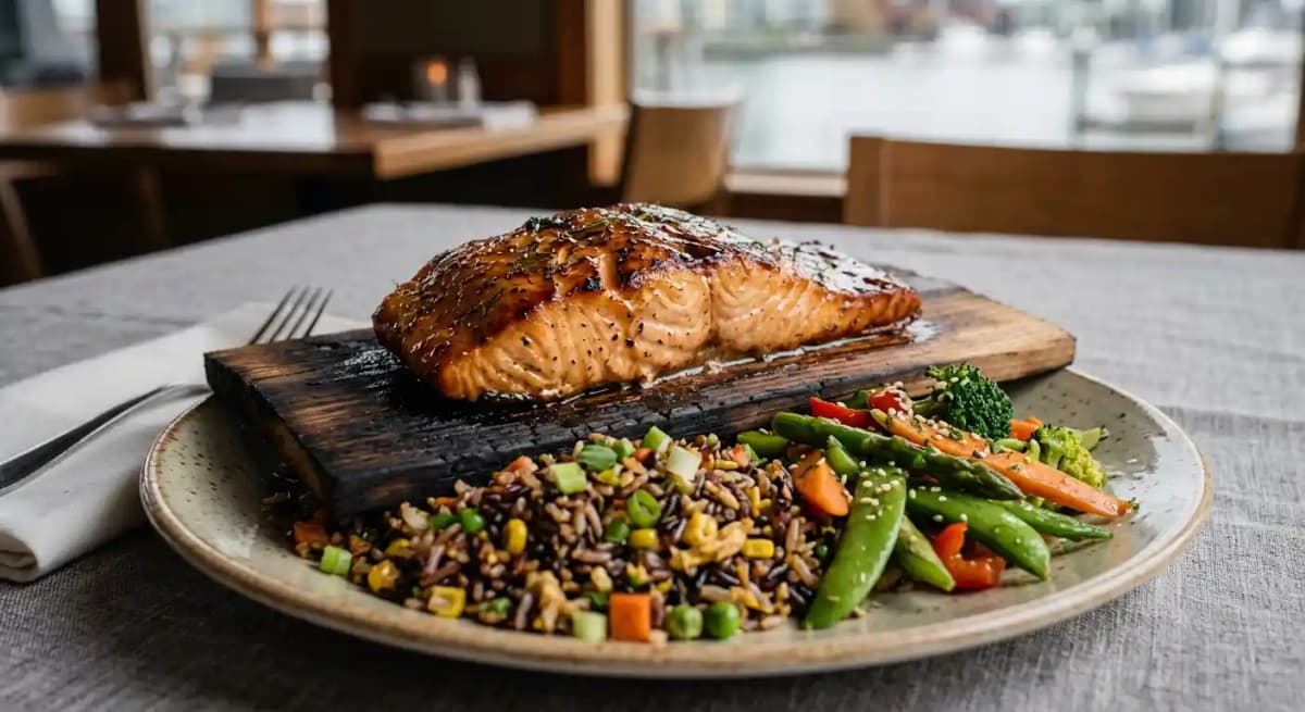 Cardero’s Signature Cedar Plank Salmon