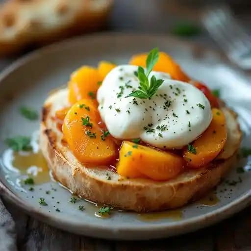 Imported Burrata & Local Peaches