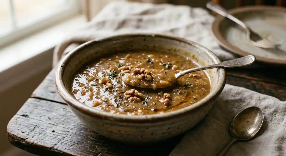 Turkey gravy with cider and walnuts