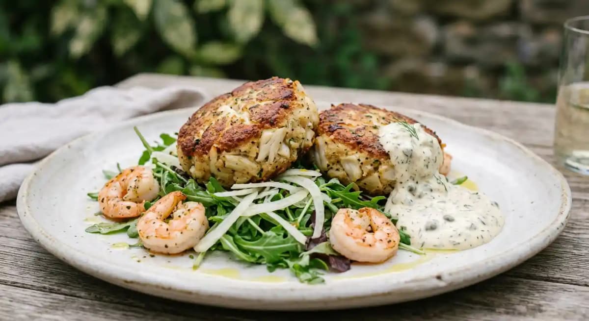 Jumbo Lump Crab Cakes + Greens