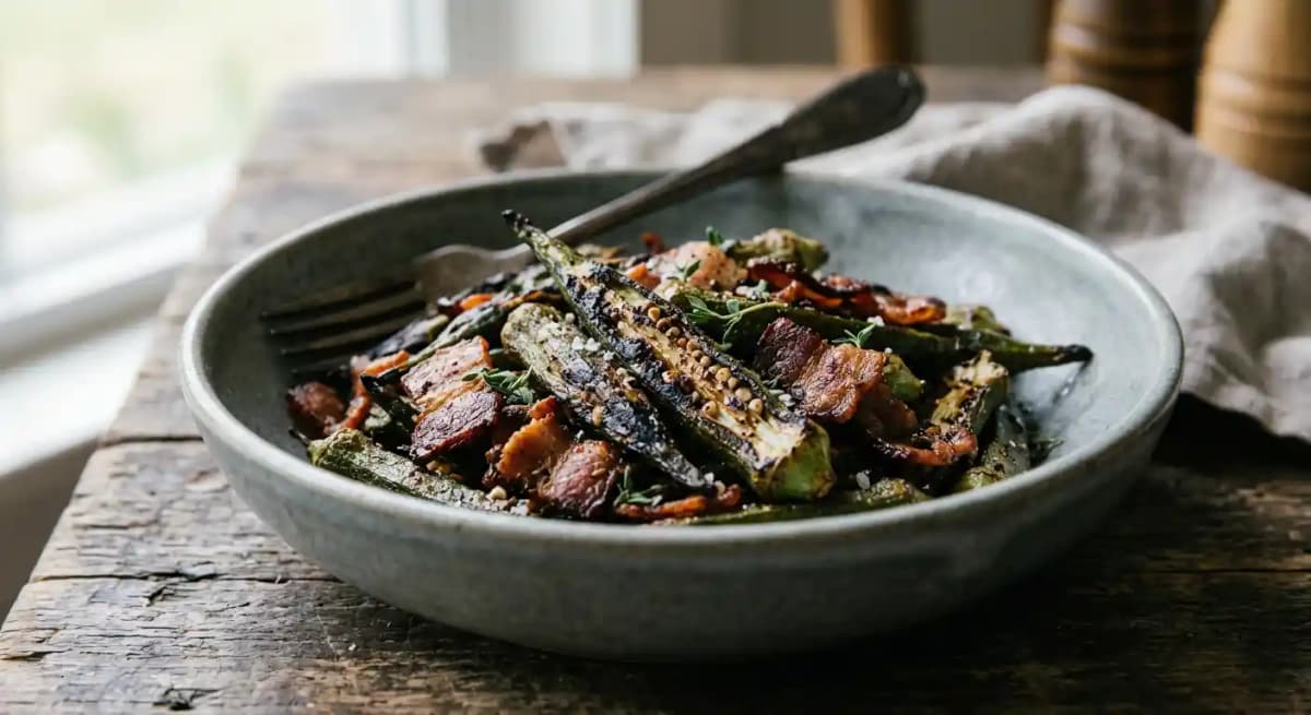 Charred Okra with Bacon