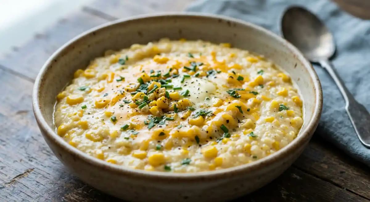 Corn and Garlic Butter Cheese Grits