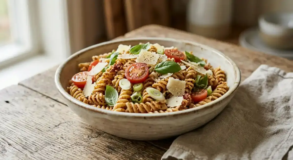Tomato Basil Pesto Pasta Salad