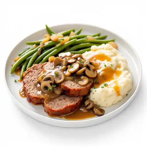 Homemade Meatloaf with Mushroom Gravy