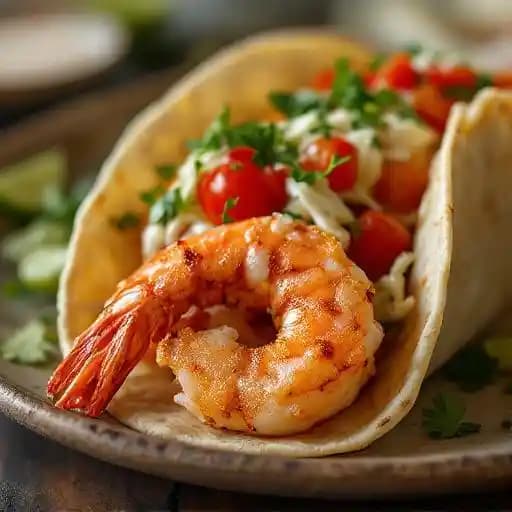 Crispy Fish or Grilled Shrimp Tacos w/ Cilantro Lime Slaw, Chipotle Aioli & Fresh Tomato Relish
