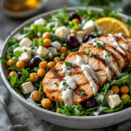 Mediterranean Grilled Lemon-Herb Chicken Breast Bowl