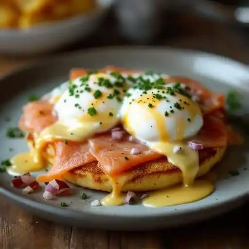 Potato Pancake Smoked Salmon Eggs Benedict