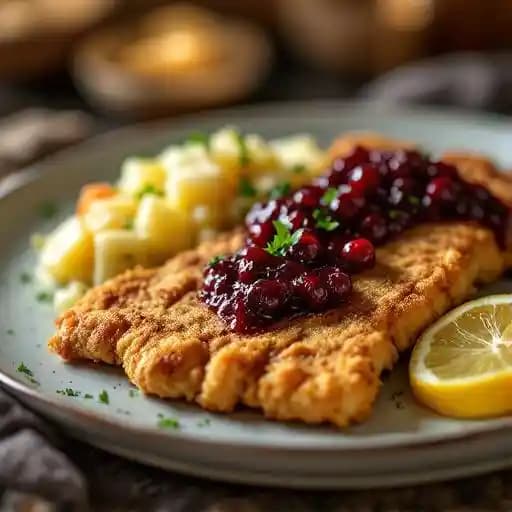 Classic Wiener Schnitzel with lingonberry sauce
