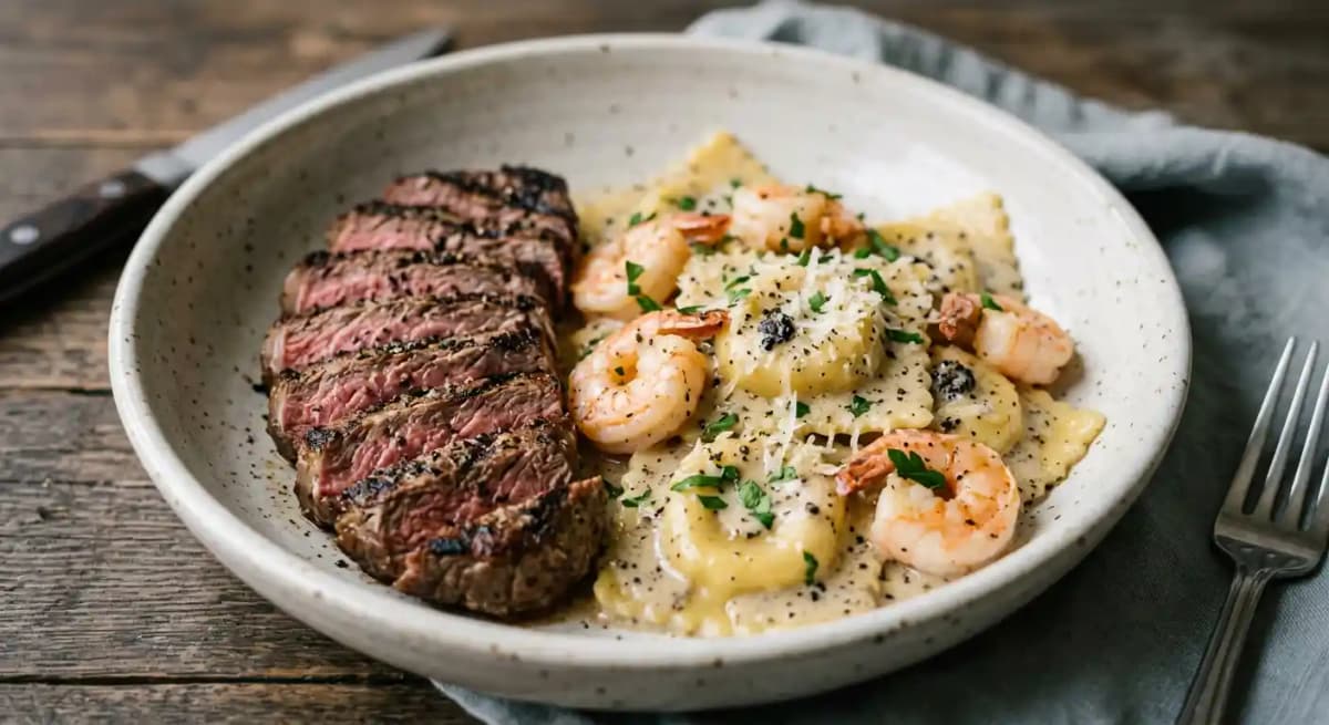 Steak & Ravioli Bianco