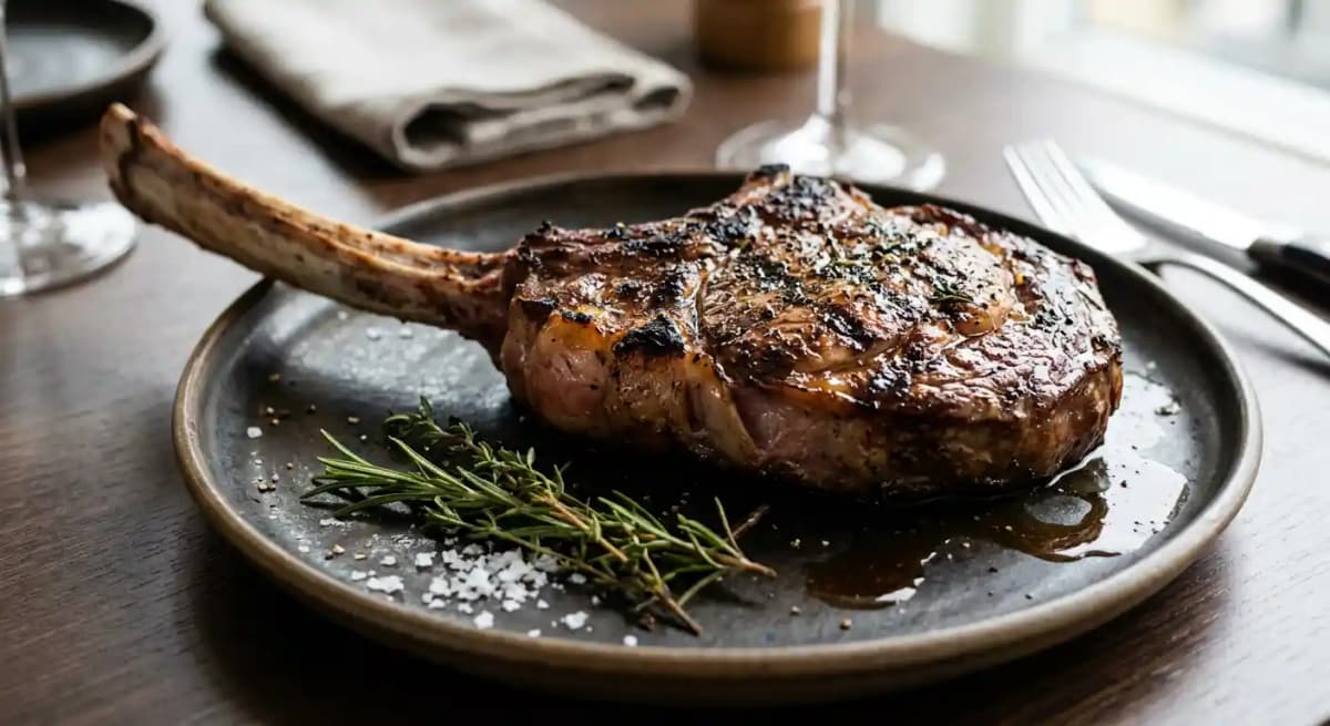 Grilovaný teľací tomahawk steak
