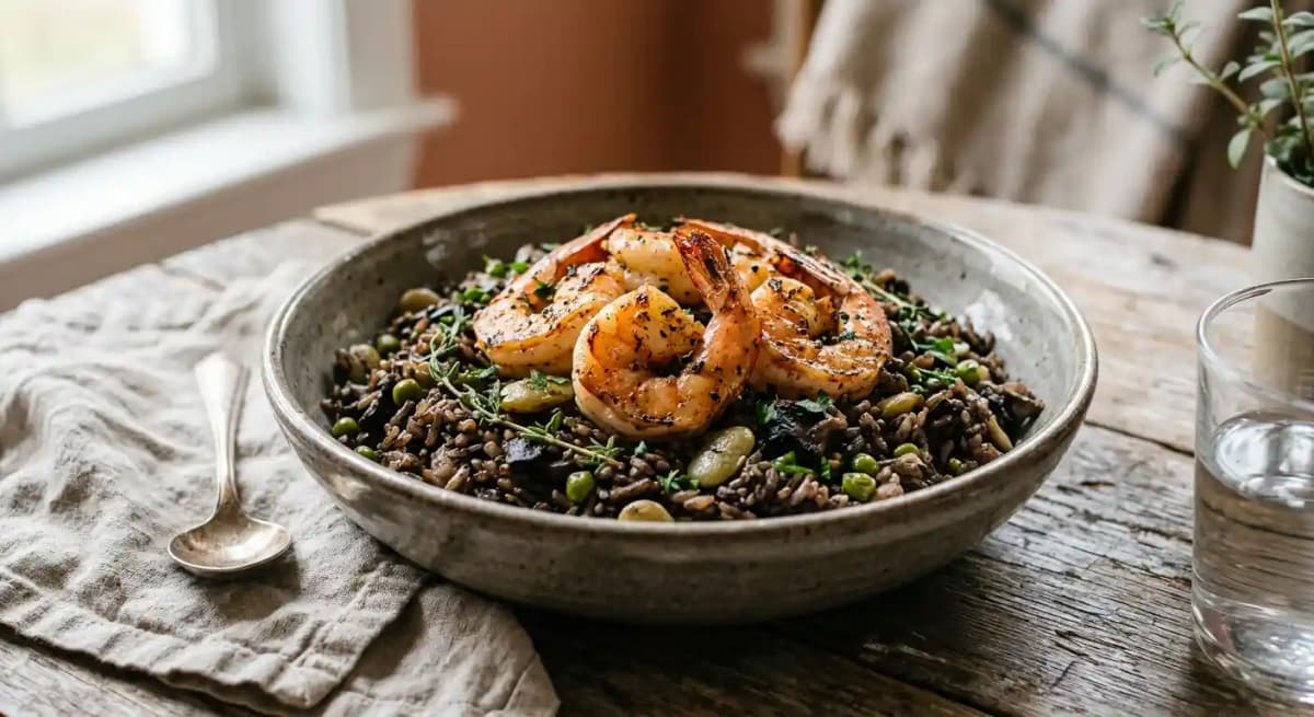 Haitian Black rice (Diri Djon Djon)