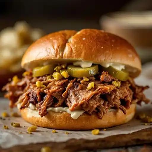 Pork Sandwich on Portuguese Roll
