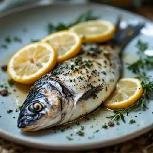 Whole Sea Bream Baked with Provençal Herbs and Lemon