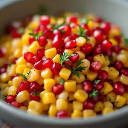 Sweet Corn Salad with Pomegranate and Herbs