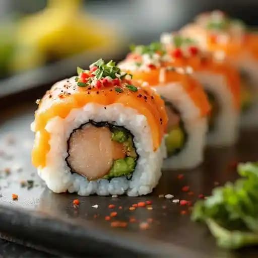 6 pcs sushi one yellowtail roll
