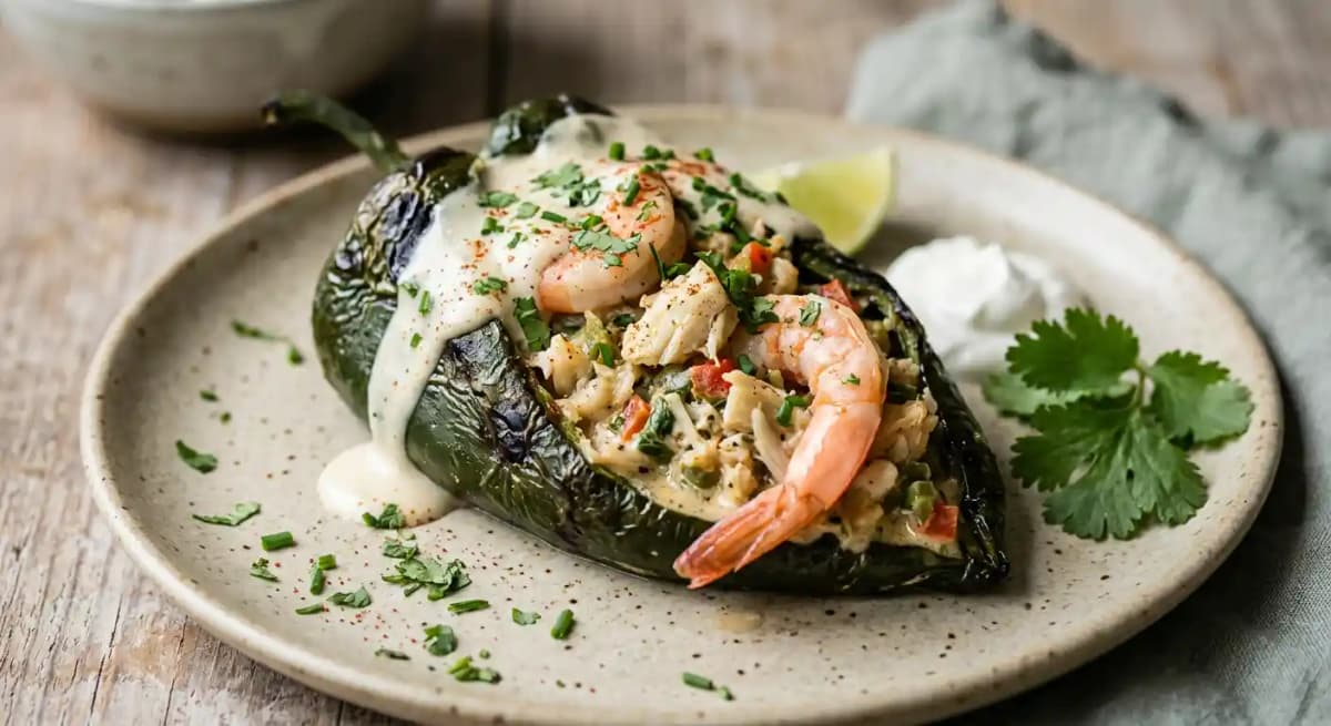 Crab & Shrimp Stuffed Poblano
