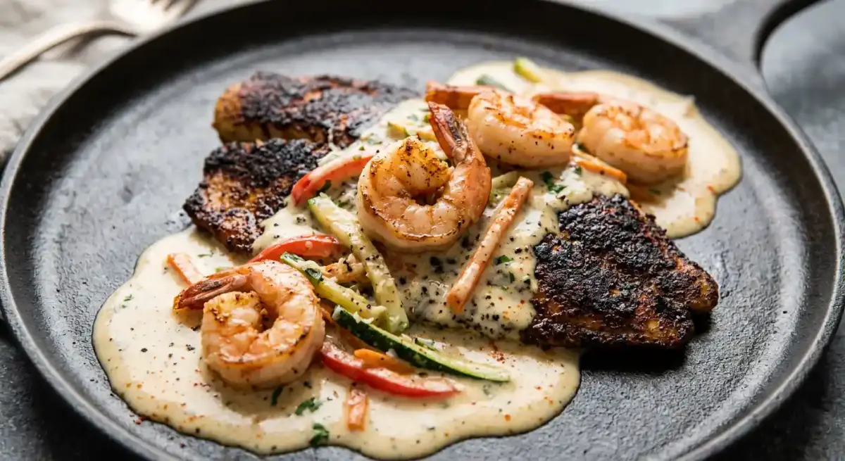 Blackened Tilapia with Shrimp Czarina