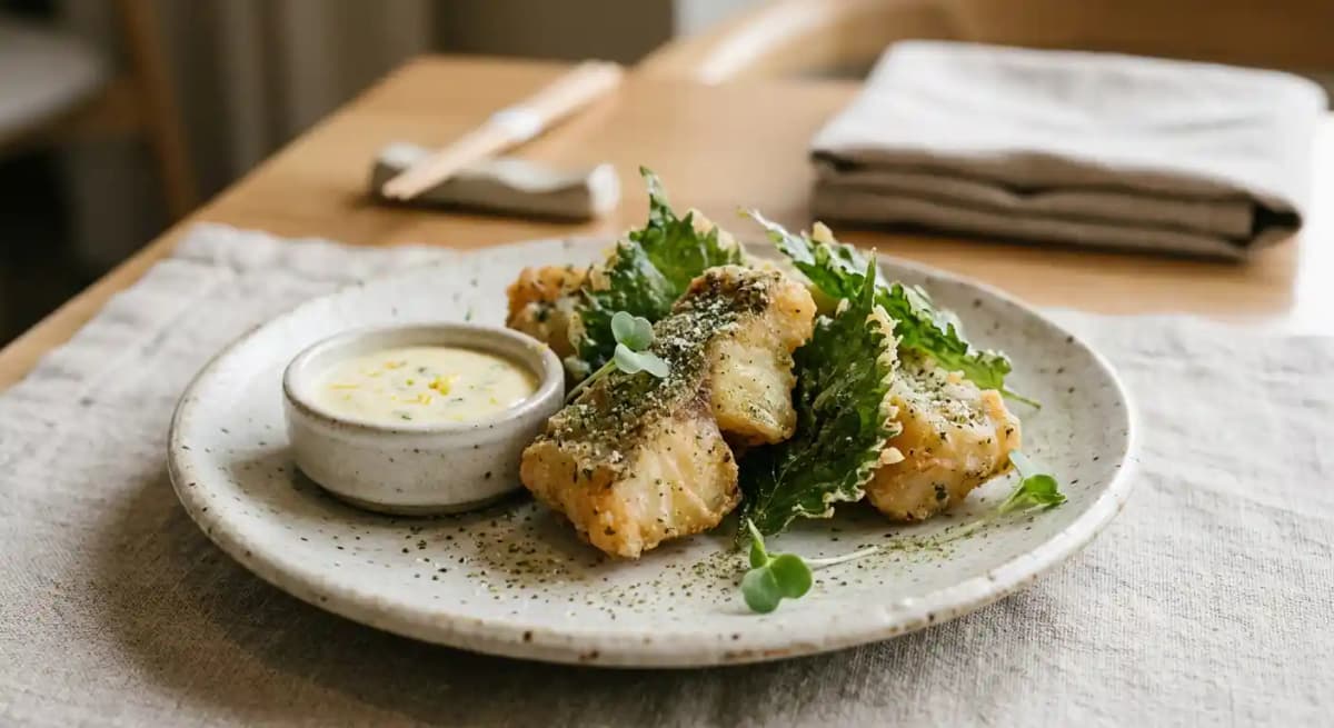 Fried Skate Cheeks & Shiso