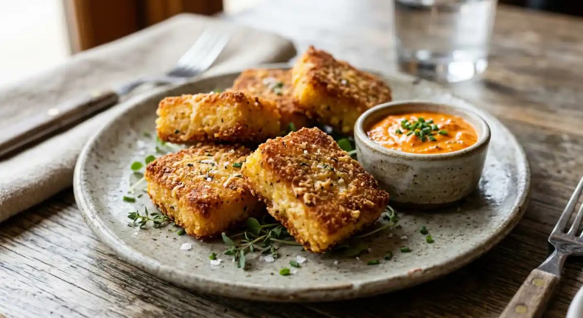 Crispy parmesan grit cakes