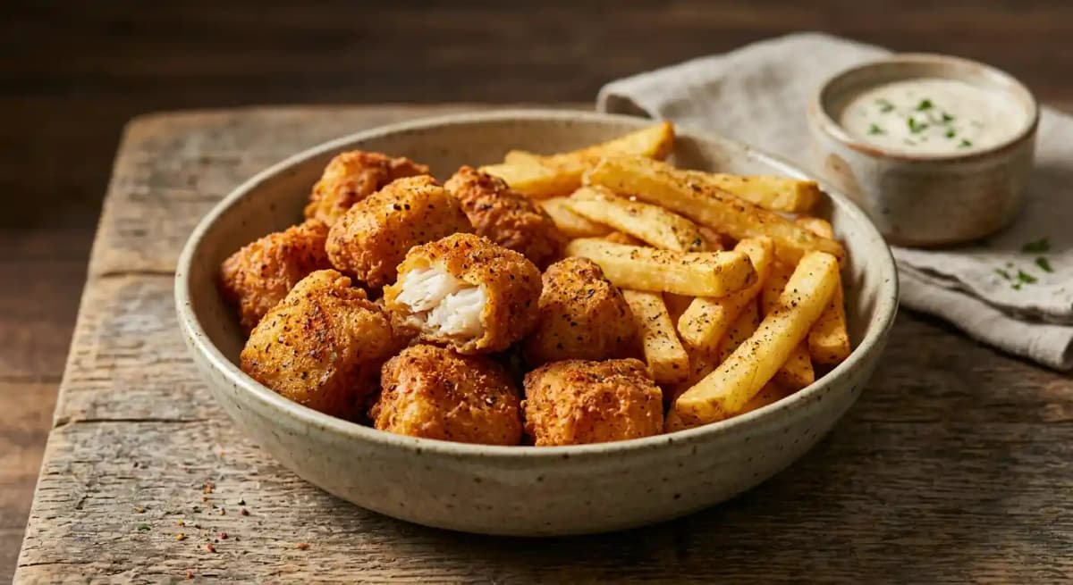 Cajun Fish Bites with Fries