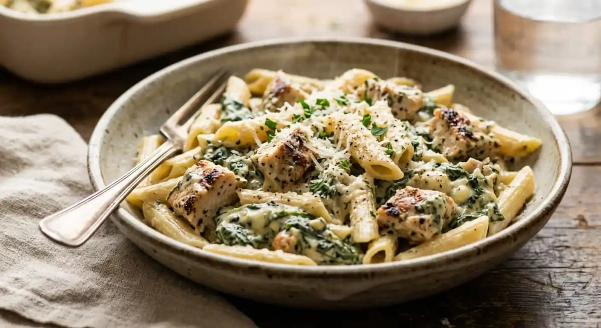 SPINACH DIP CHICKEN PASTA