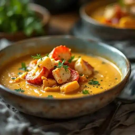 BISQUE DI ZUCCA ALL' ARAGOSTA CON POLPA DI GRANCHIO (Gluten Free)