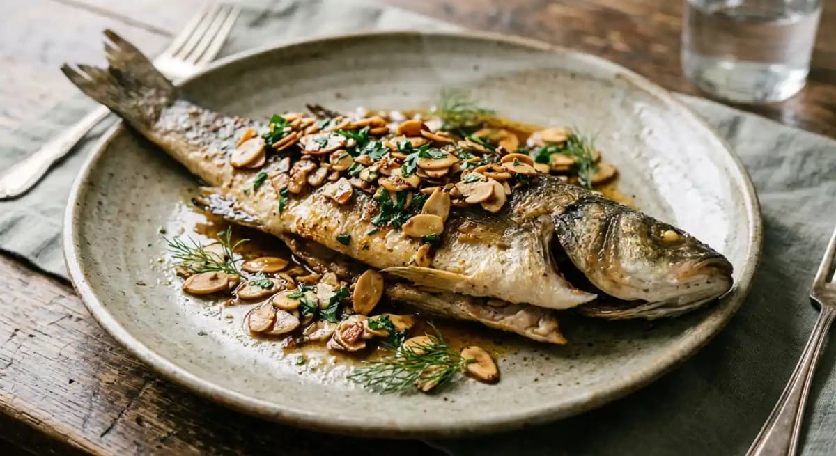 Whole Branzino Almondine