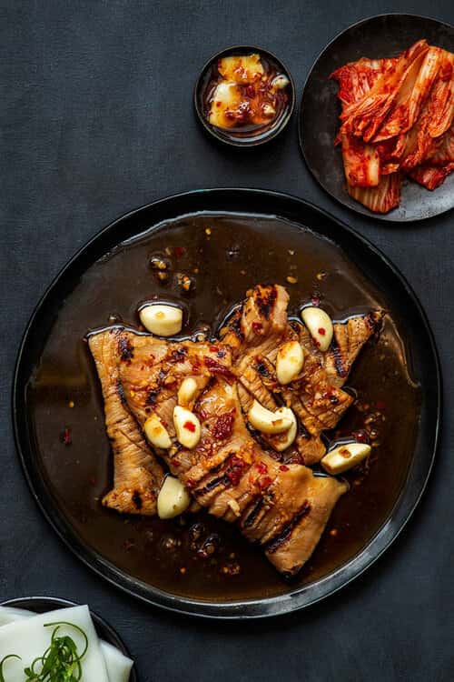 Beef Mountain Tripe recipe served on a plate, by Baekjeong Temple City Beef Mountain Tripe recipe served on a plate, by Baekjeong Temple City