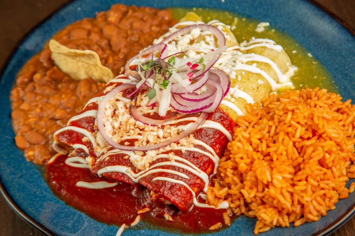 Enchiladas recipe served on a plate, by Hussong’s Cantina Henderson Enchiladas recipe served on a plate, by Hussong’s Cantina Henderson
